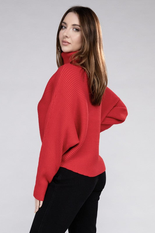 BELLA Viscose Dolman Sleeve Turtleneck Sweater