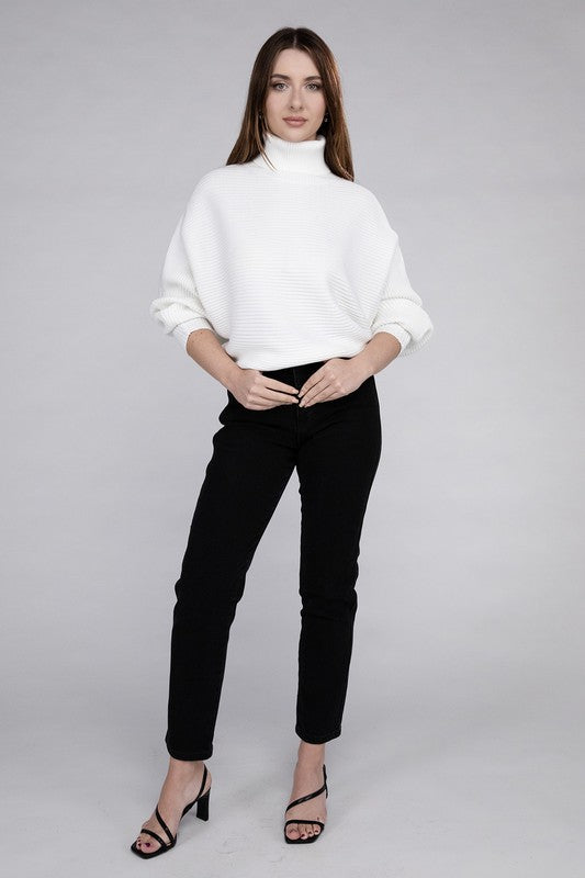 BELLA Viscose Dolman Sleeve Turtleneck Sweater