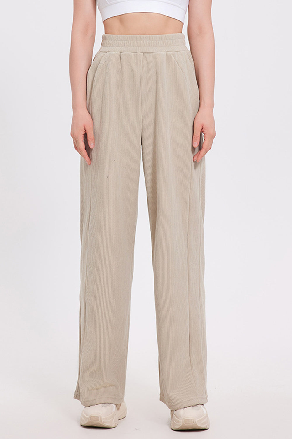 Elastic Waist Wide Leg Pants