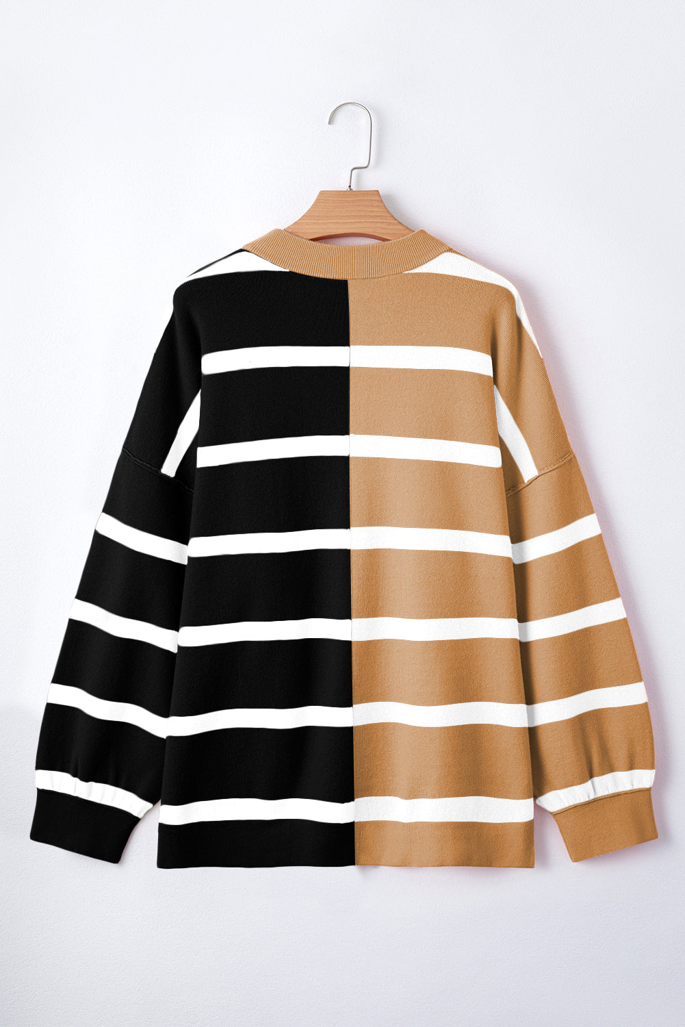 Blue Stripe Colorblock Oversized Sweater