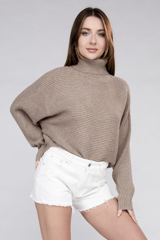 BELLA Viscose Dolman Sleeve Turtleneck Sweater