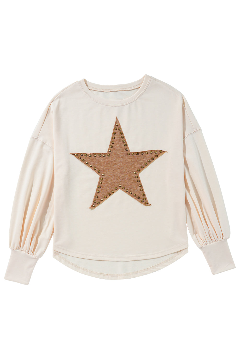 Gossamer Pink Studded Star Graphic Oversized Long Sleeve Top