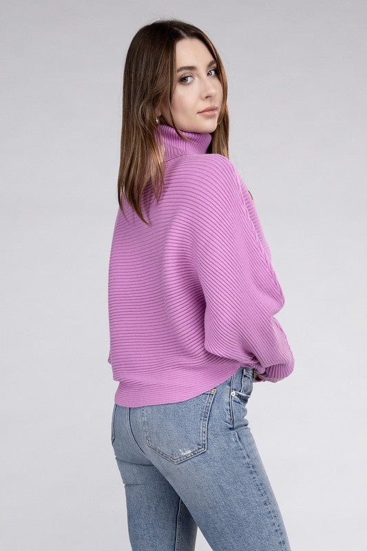 BELLA Viscose Dolman Sleeve Turtleneck Sweater