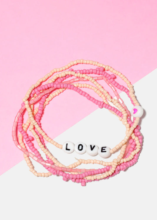 LOVE Beaded Bracelet, 6 pc