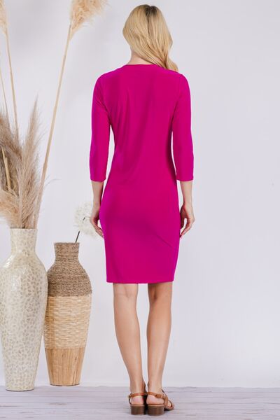 Celeste Round Neck Long Sleeve Slim Dress