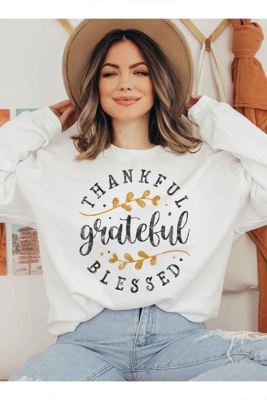 THANKFUL GRATEFUL BLESSED GRAPHIC SWEATSHIRT