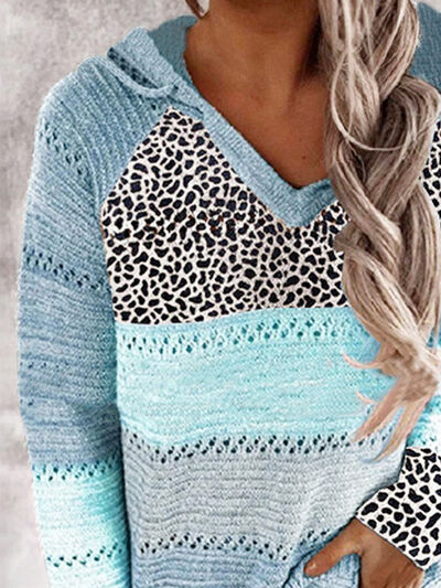 Leopard Drawstring Hooded Sweater