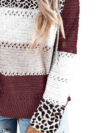 Leopard Drawstring Hooded Sweater