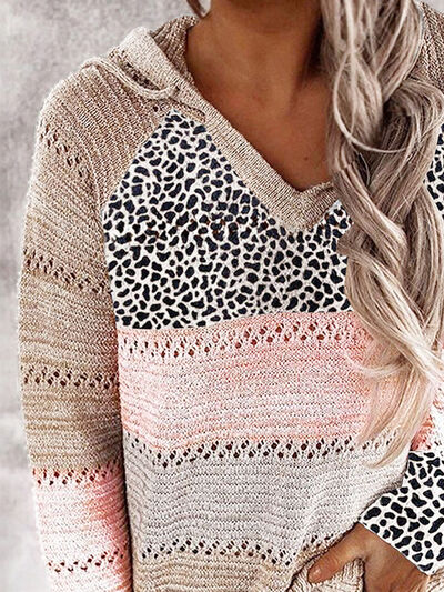 Leopard Drawstring Hooded Sweater