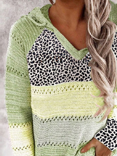 Leopard Drawstring Hooded Sweater