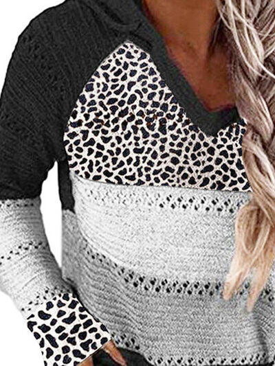 Leopard Drawstring Hooded Sweater