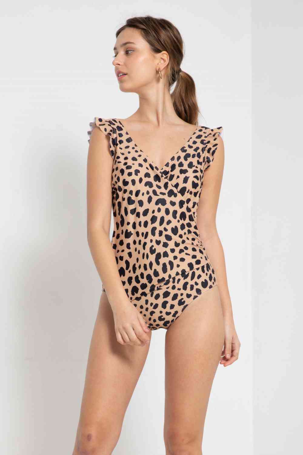 Float On Ruffle Faux Wrap One-Piece in Leopard (Women's)