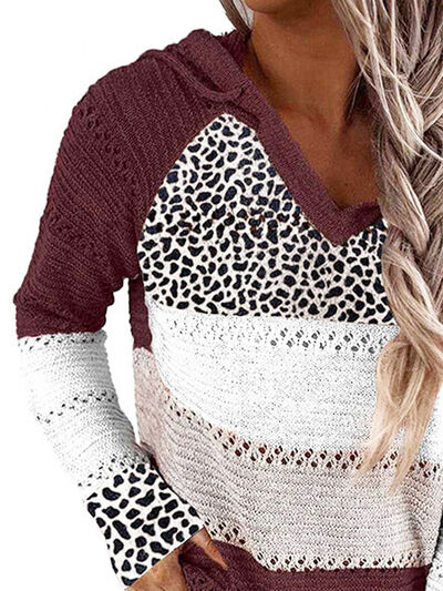 Leopard Drawstring Hooded Sweater