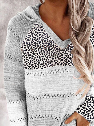 Leopard Drawstring Hooded Sweater