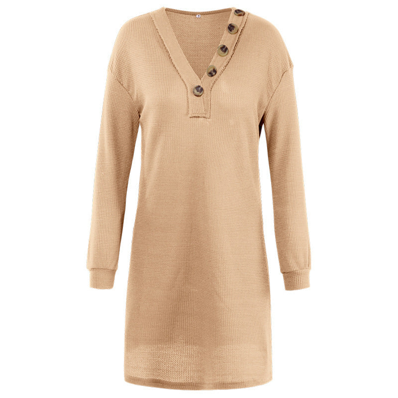 V Neck Slim Long Sleeve Dress