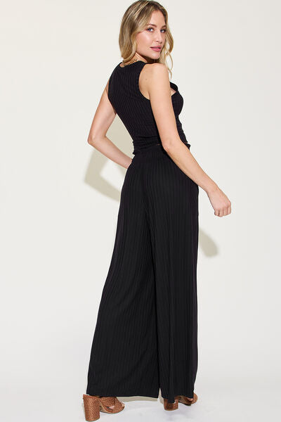 Ribbed Tank and Wide Leg Pants Set