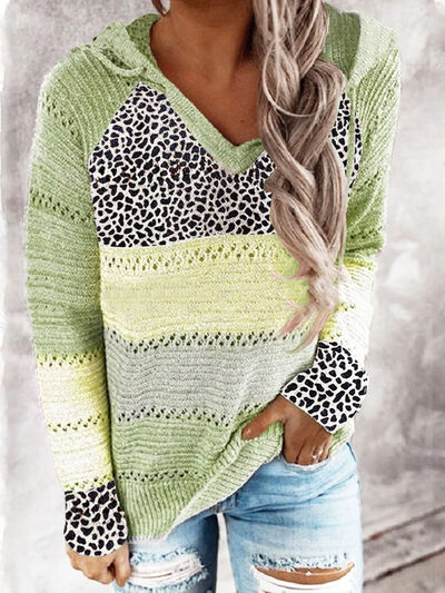 Leopard Drawstring Hooded Sweater