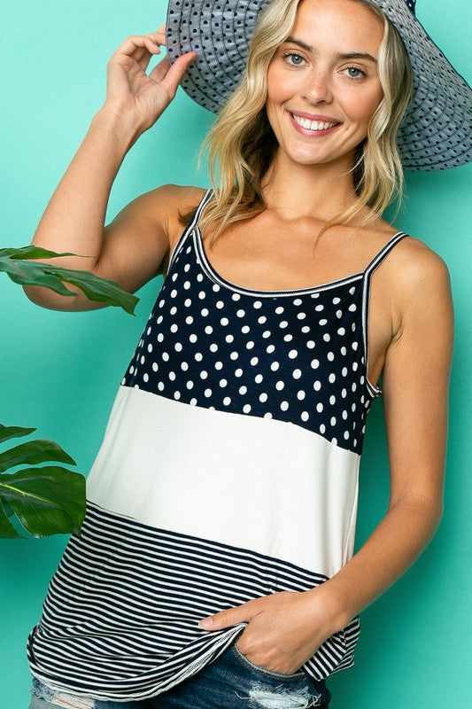 POLKA DOT STRIPE SOLID MIX CAMI