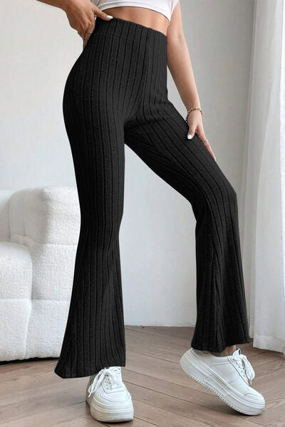 Ribbed High Waist Flare Pants